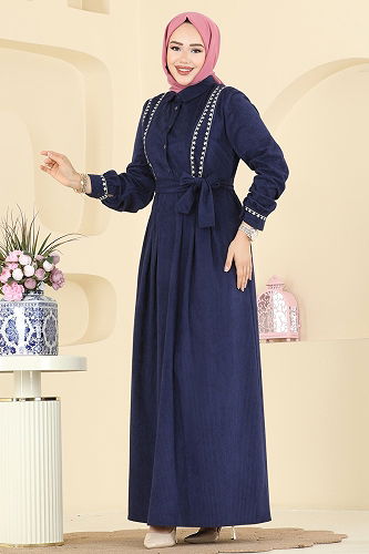 moda selvim Dress 313ASN888 Navy Blue - Thumbnail