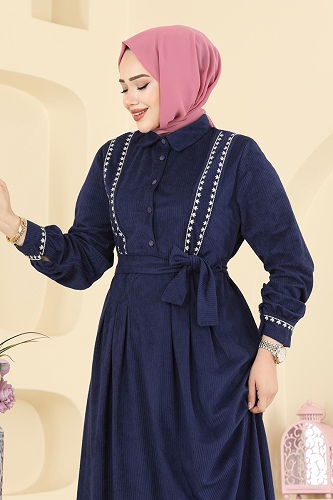 moda selvim الفستان كحلي 313ASN888 - Thumbnail