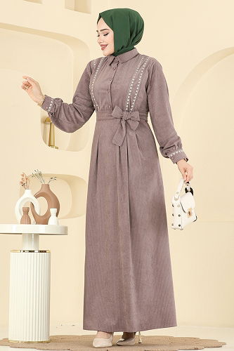 moda selvim الفستان بيج 313ASN888 - Thumbnail