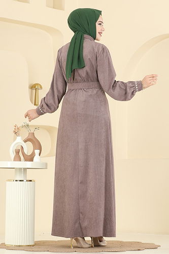 moda selvim الفستان بيج 313ASN888 - Thumbnail