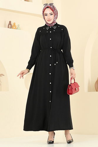 moda selvim الفستان أسود 3141HBS856 - Thumbnail