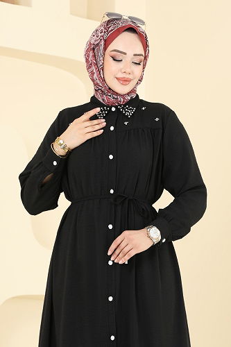 moda selvim الفستان أسود 3141HBS856 - Thumbnail