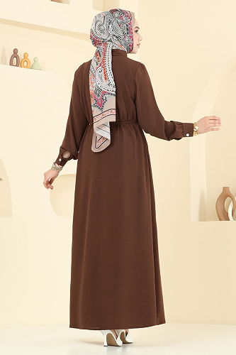 moda selvim Dress 3141HBS856 Brown - Thumbnail