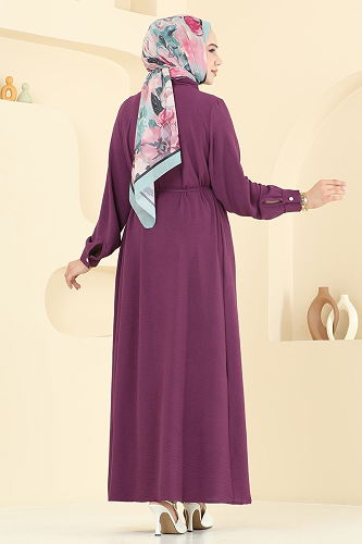 moda selvim Dress 3141HBS856 Damson - Thumbnail