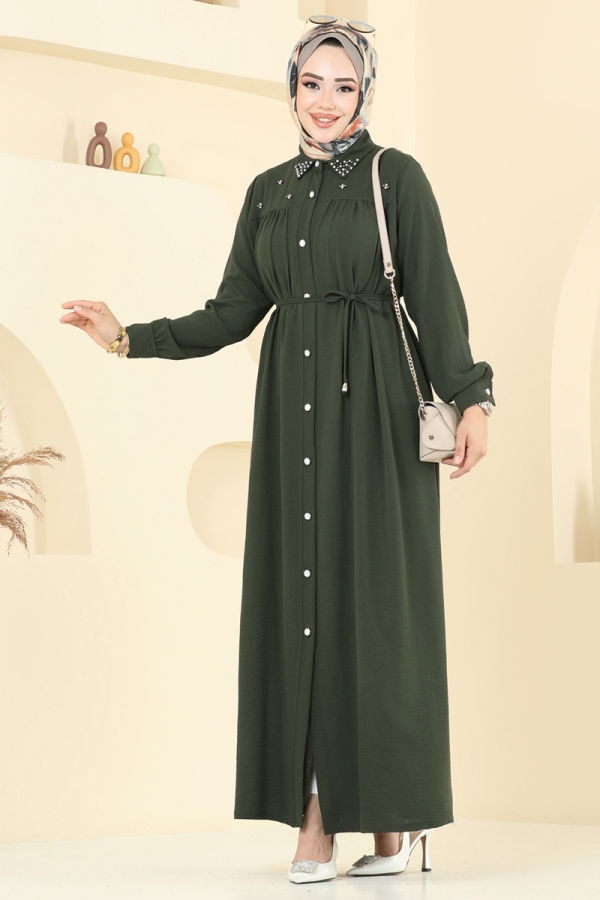 Modaselvim Dress Dress 3141HBS856 Khaki