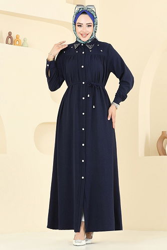 moda selvim Dress 3141HBS856 Navy Blue - Thumbnail
