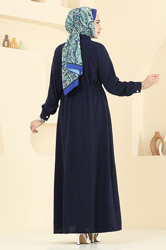 moda selvim Dress 3141HBS856 Navy Blue - Thumbnail