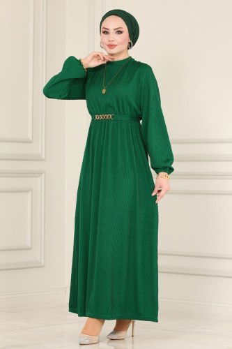 moda selvim Dress 3156TBT762 Benetton Green - Thumbnail