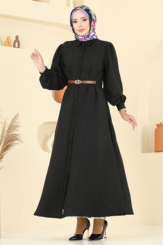 moda selvim الفستان أسود 3159HBS856 - Thumbnail