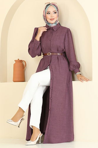 moda selvim Dress 3159HBS856 Dark Lilac - Thumbnail