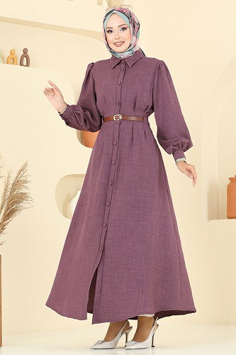 moda selvim الفستان ليلكي غامق 3159HBS856 - Thumbnail