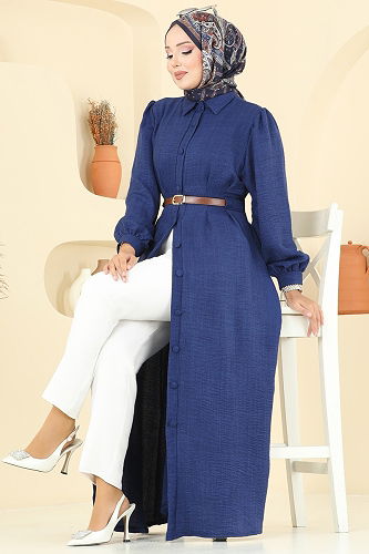 moda selvim Dress 3159HBS856 Navy Blue - Thumbnail