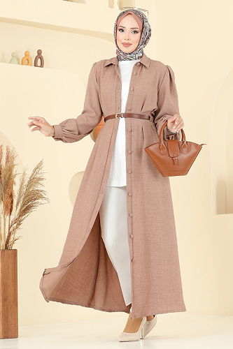 moda selvim الفستان بيج 3159HBS856 - Thumbnail