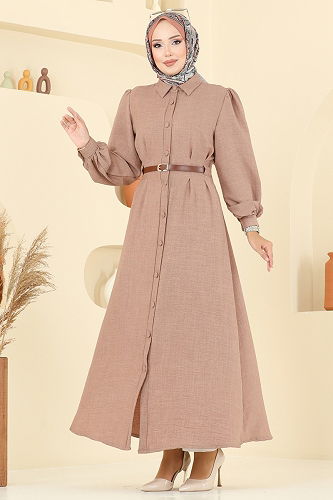 moda selvim الفستان بيج 3159HBS856 - Thumbnail