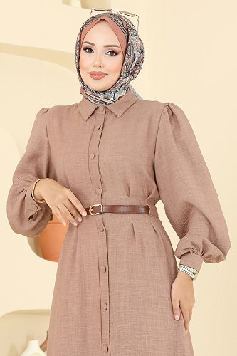 moda selvim الفستان بيج 3159HBS856 - Thumbnail