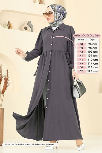 moda selvim Dress 315HBS856 Anthracite - Thumbnail