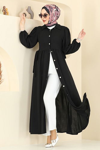 moda selvim Dress 315HBS856 Black - Thumbnail