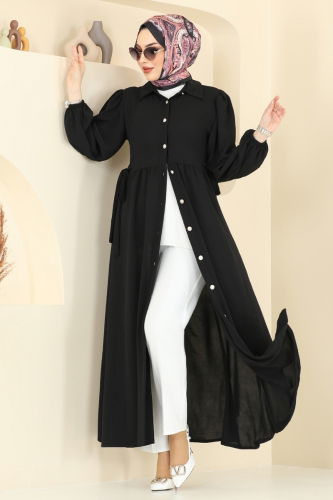 moda selvim الفستان أسود 315HBS856 - Thumbnail