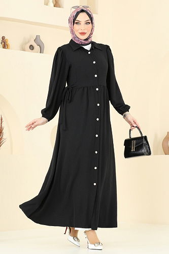 moda selvim الفستان أسود 315HBS856 - Thumbnail