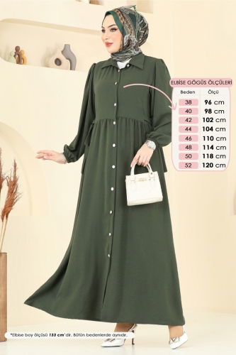 moda selvim Dress 315HBS856 Khaki - Thumbnail