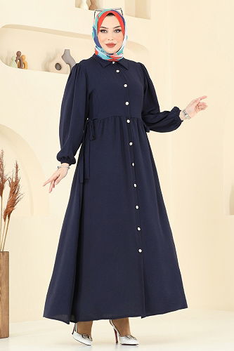 moda selvim Dress 315HBS856 Navy Blue - Thumbnail
