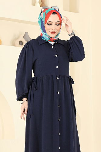 moda selvim Dress 315HBS856 Navy Blue - Thumbnail
