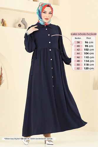 moda selvim Dress 315HBS856 Navy Blue - Thumbnail