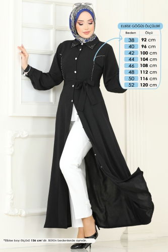 moda selvim الفستان أسود 316HBS856 - Thumbnail