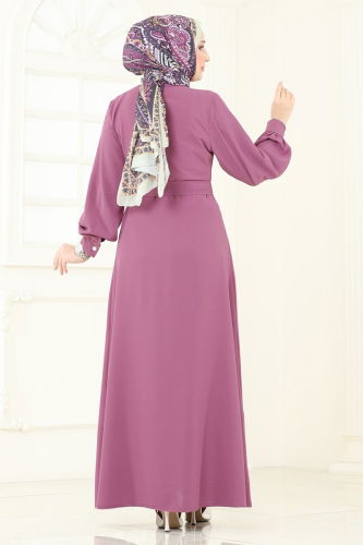 moda selvim الفستان ليلكي غامق 316HBS856 - Thumbnail