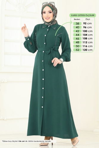 moda selvim Dress 316HBS856 Emerald - Thumbnail