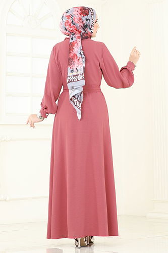 moda selvim Dress 316HBS856 Rose Dried - Thumbnail