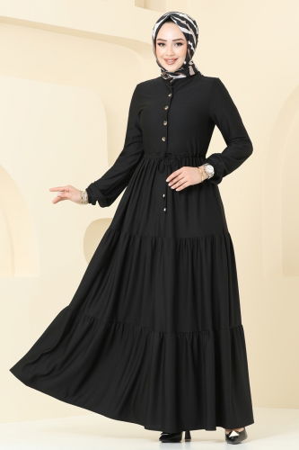 moda selvim Dress 3176MH427 Black - Thumbnail