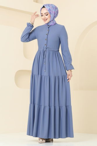 moda selvim Dress 3176MH427 Blue - Thumbnail