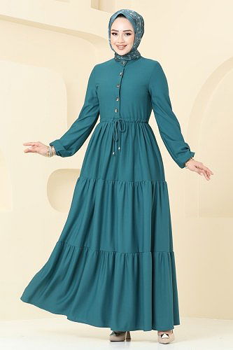 moda selvim Dress 3176MH427 Petroleum - Thumbnail