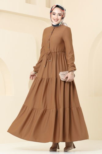 moda selvim Dress 3176MH427 Tan - Thumbnail