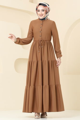 moda selvim Dress 3176MH427 Tan - Thumbnail