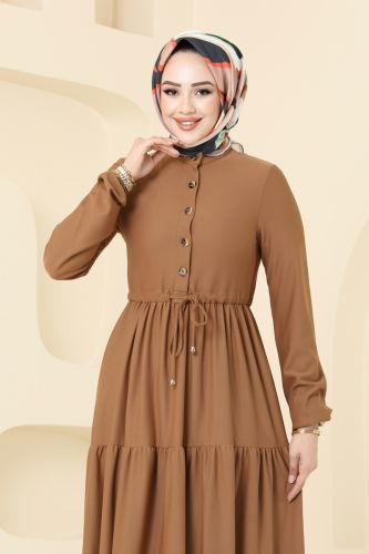 moda selvim Dress 3176MH427 Tan - Thumbnail