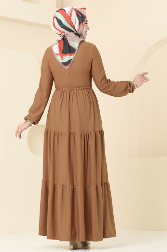 moda selvim Dress 3176MH427 Tan - Thumbnail