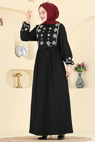 moda selvim Dress 317ASN888 Black - Thumbnail
