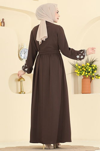 moda selvim Dress 317ASN888 Brown - Thumbnail