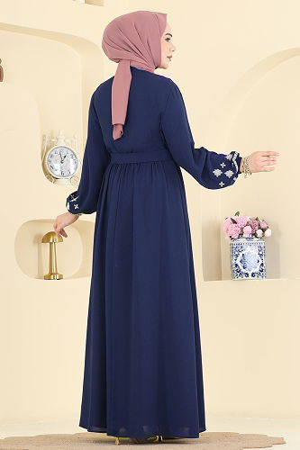moda selvim Dress 317ASN888 Navy Blue - Thumbnail