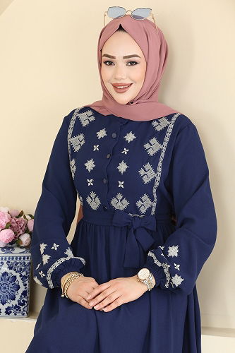 moda selvim الفستان كحلي 317ASN888 - Thumbnail