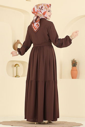 moda selvim الفستان بني 318ASN888 - Thumbnail