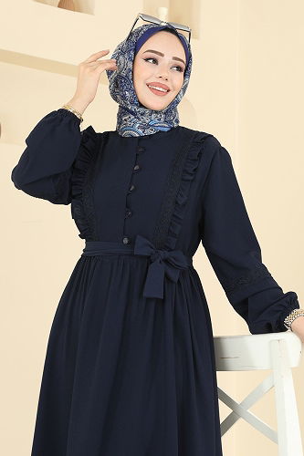 moda selvim الفستان كحلي 318ASN888 - Thumbnail