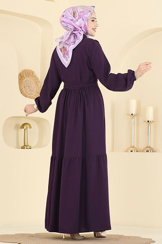 moda selvim Dress 318ASN888 Purple - Thumbnail