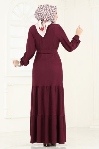 moda selvim Dress 318DVL817 Damson - Thumbnail