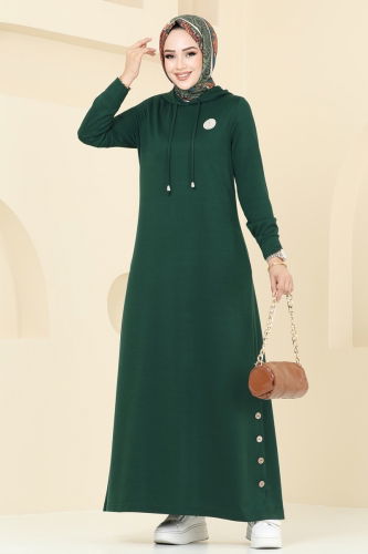 moda selvim Dress 319DVL817 Emerald - Thumbnail