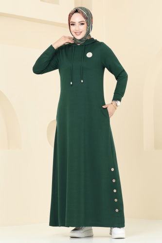 moda selvim Dress 319DVL817 Emerald - Thumbnail