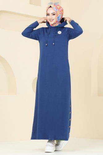 moda selvim Dress 319DVL817 Indigo - Thumbnail