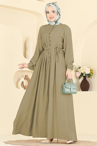 moda selvim Dress 320ASN888 Almond Green - Thumbnail